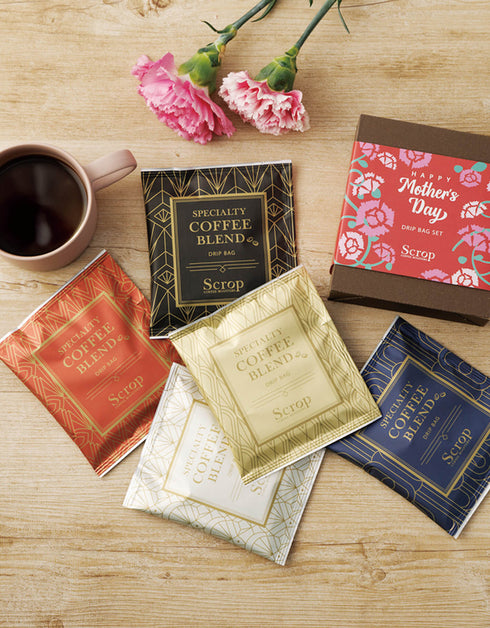 【母の日ギフト】Scrop スペシャルティコーヒーブレンドドリップバッグ5個セット (茶箱×帯)